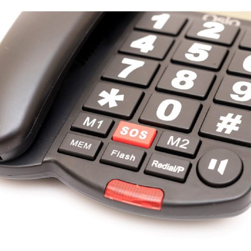 CORDED PHONES OSIO OSWB-4760B ΜΕ SOS BUTTON + ΑΝΟΙΚΤΗ ΑΚΡΟΑΣΗ BLACK